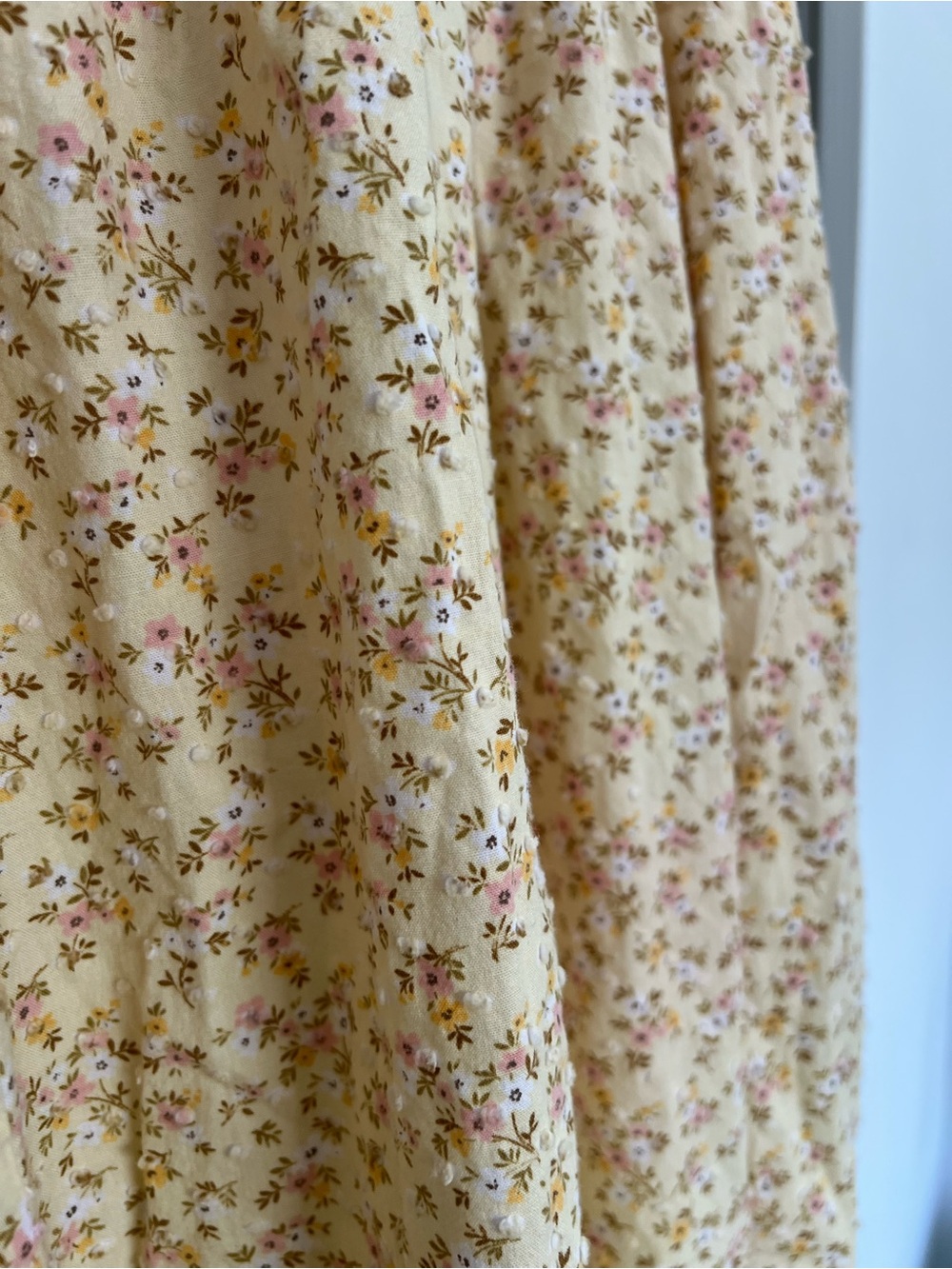 Cottagecore Floral Smocked Midi Dress Pink Yellow 100% Cotton L - Picture 6 of 7